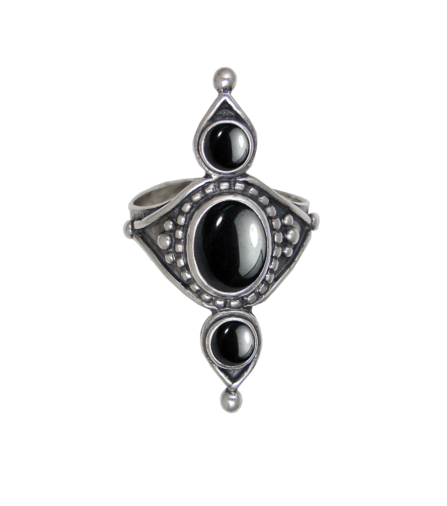 Sterling Silver Royal Ring With Hematite And Amethyst Size 10